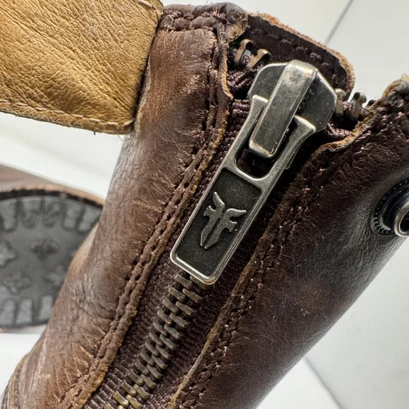 Vintage Frye Leather Pointed Toe Western Ankle Boots Brown size 6.5 - Picture 10 of 13